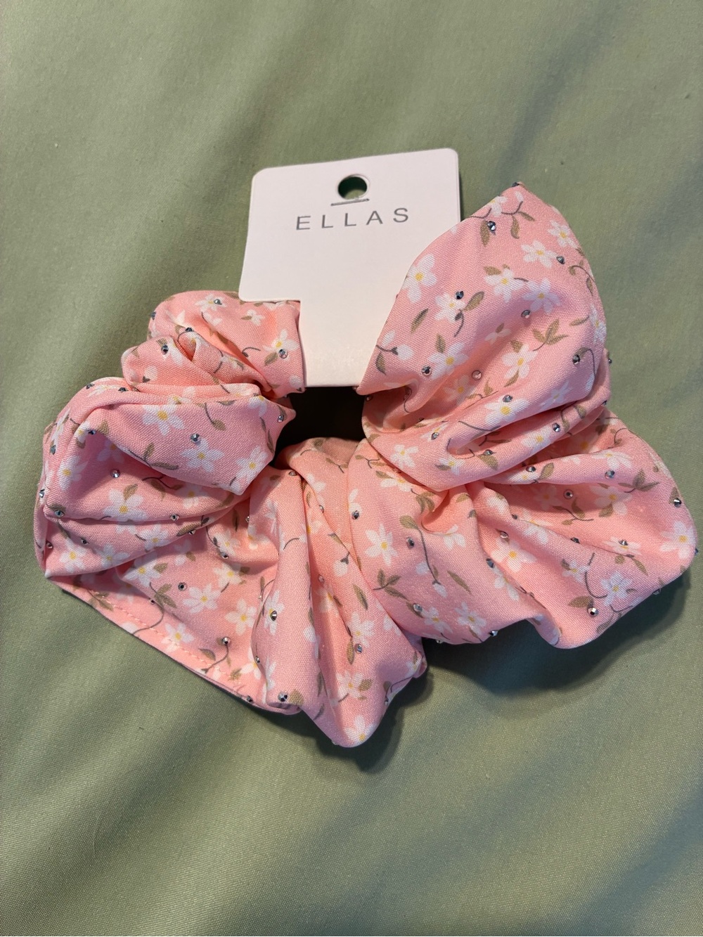 Ellas Pink Floral Hair Scrunchie